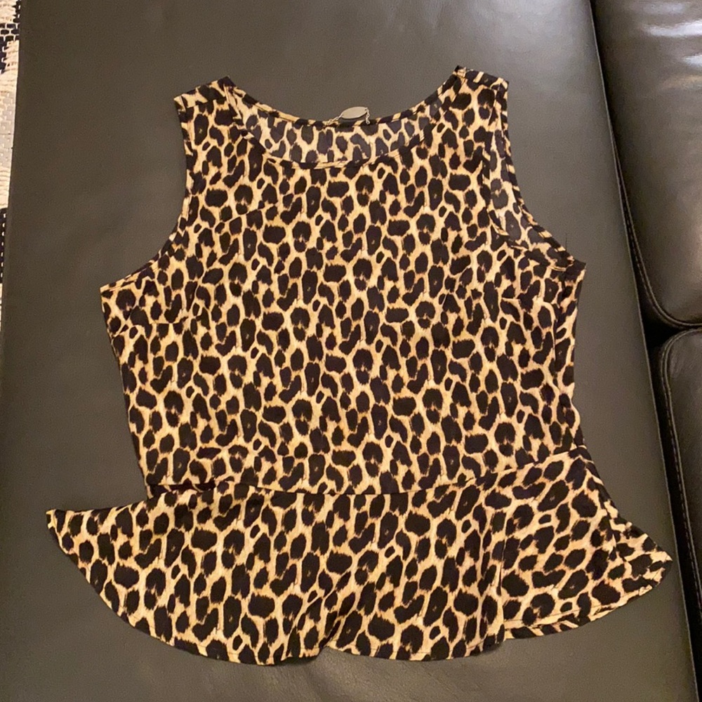 Wild Leopard Peplum Top- Size Women’s Large